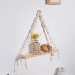 Boho Macrame Wall Hanging Shelf - Elegant Home Decor for Bedroom & Living Spaces (Shelves M0655)