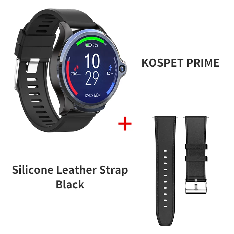 Смарт-часы KOSPET Prime Face Unlock 4G, нано сим-карта, две камеры, разблокировка лица, Смарт-часы, высокая емкость батареи - Цвет: Add Black Strap