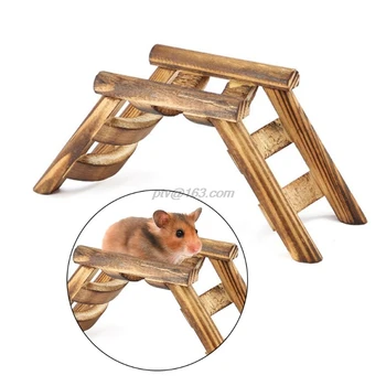 

Pet Hamster Mouse Bird Wooden Bridge Climbing Ladder Exercise Game Stairs Toys Supply