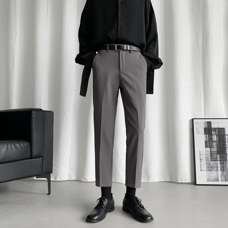 Suit Pants Men Slim Fashion Solid Color 