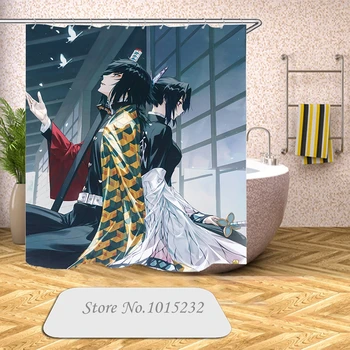 

Kimetsu no Yaiba 3D Print Demon Slayer Anime Shower Curtain Polyester Fabric Bathroom Curtain Waterproof Hook Bath Curtain 15