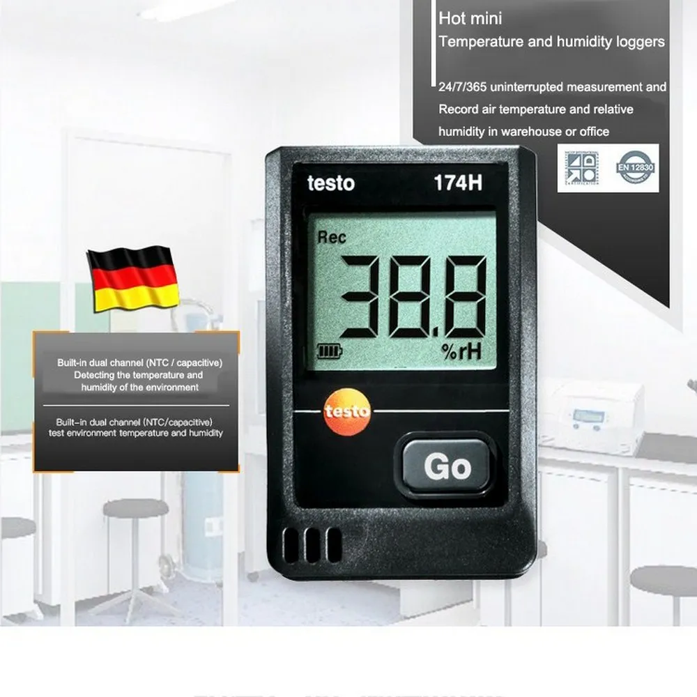

Testo174H Temperature and Humidity Record Meter Transport Automatic Data Refrigeration Cold Chain Electronic Thermometer