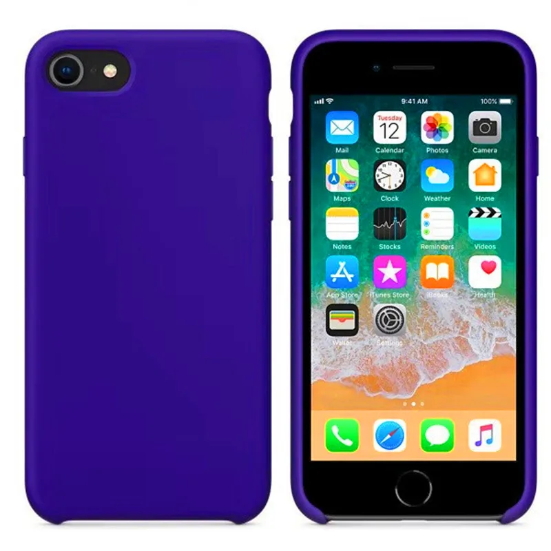 Официальный силиконовый чехол для телефона оптом для iPhone 7 8 11 Pro MAX чехол для iPhone X XS AMX XR 6S 6 7 8 Plus чехол с логотипом - Цвет: Фиолетовый