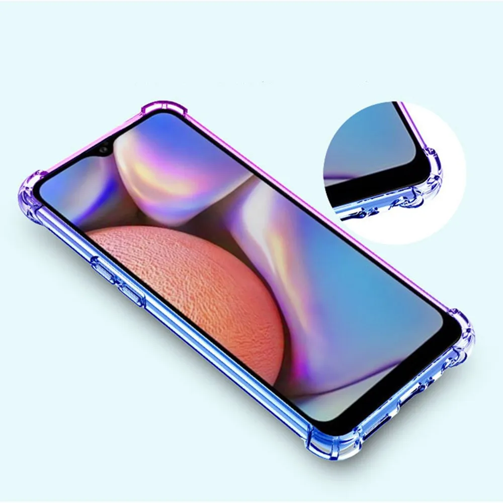 Супер противоударный градиентный цветной мягкий тпу чехол для телефона Samsung A10 A20