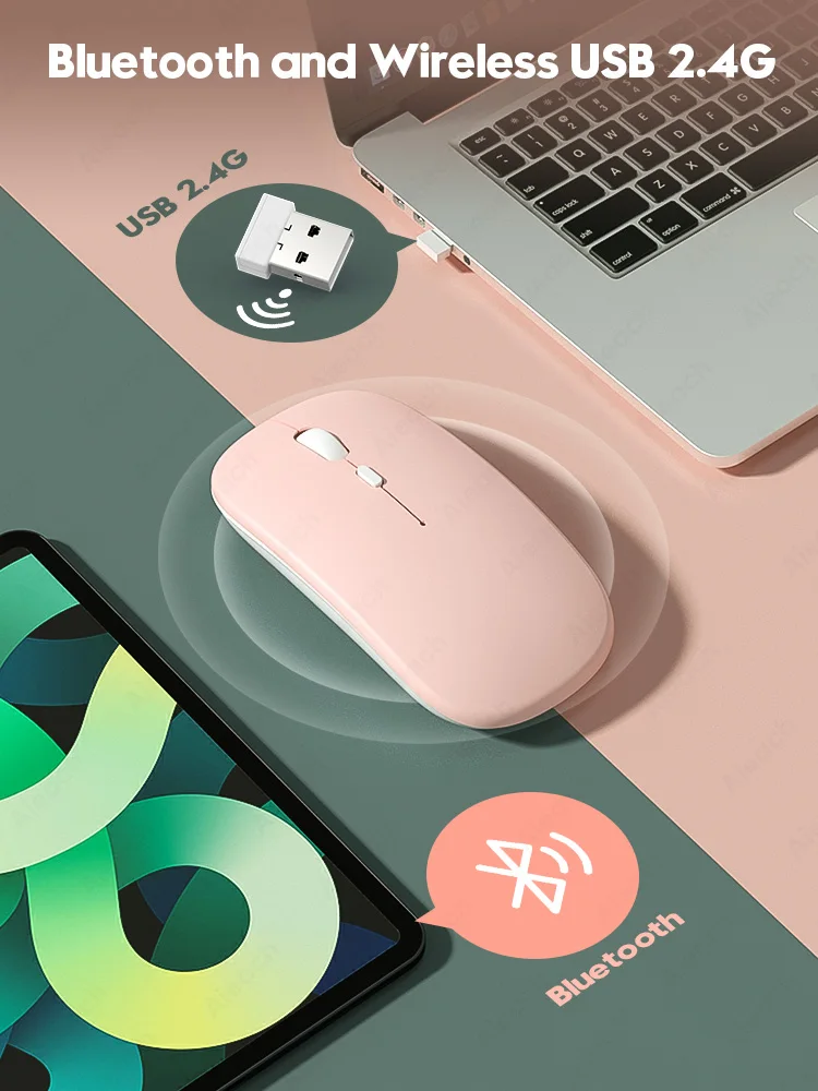 AIEACH-ratón Bluetooth recargable para tableta, Mouse inalámbrico para iPad, Samsung, Huawei, Lenovo, Android, Windows, Macbook - Imagen 3