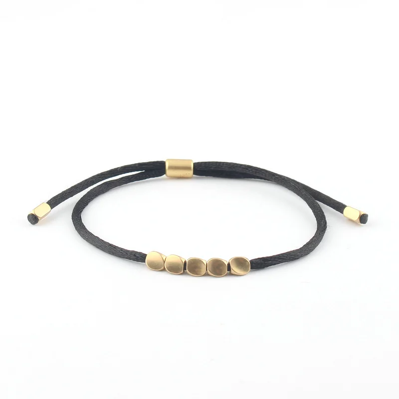 Милый модный регулируемый браслет с мишкой для мужчин, счастливая веревка, тибетский медный браслет с бусинами и браслеты для пары, лучший подарок - Окраска металла: Black