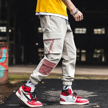 

YASUGUOJI Fashion Streetwear Pockets Joggers Boost Military Casual Cotton Pants Hip Hop Mens Cargo Pants Pencil Harem Pants Men