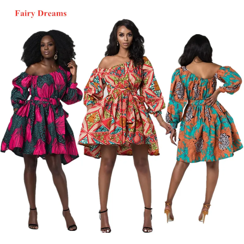 African Cute Dresses For Women Traditional African Clothing Dashiki Ankara Summer Bandage Dress Hijab Print African Clothes