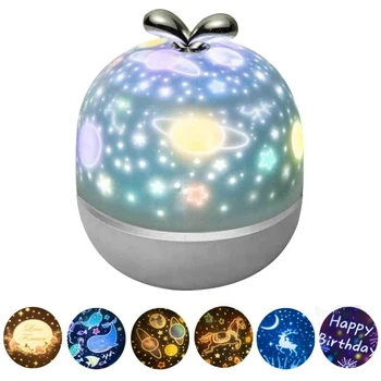 

Starry Rotating Projection Lamp with Music Box 6 Projection Films 360 Rotation Starry Sky Projector Lamp for Kids Bedroom