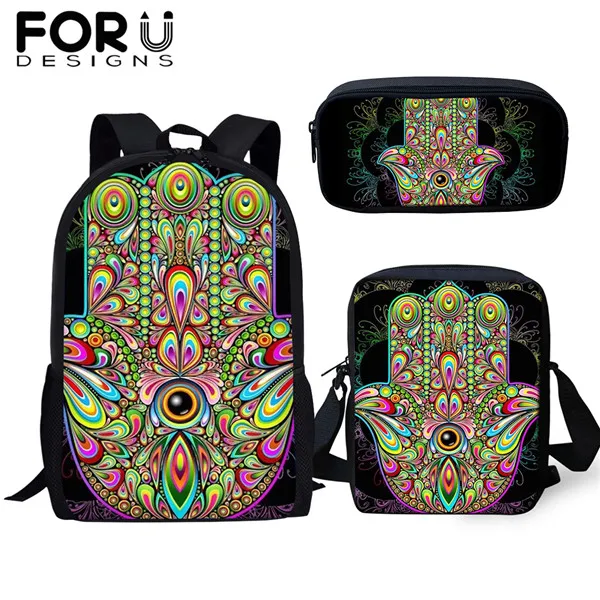 FORUDESIGNS/3 шт./компл. школьный рюкзак для девочек с кулоном в форме руки "Хамса рюкзак Подростковая Студенческая глаз Фатимы", рюкзак для путешествий хранение канцелярских принадлежностей - Цвет: CDGX807CEK