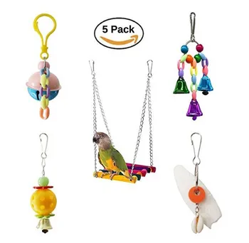 

Parrot Toy Bird Toy Simple Bell String Swing Chew Toys Cuttlefish Bone Calcium