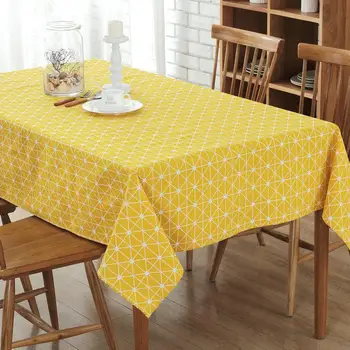 

5 Cheap Price Yellow Table Cloth Modern Style Canvas Tablecloth