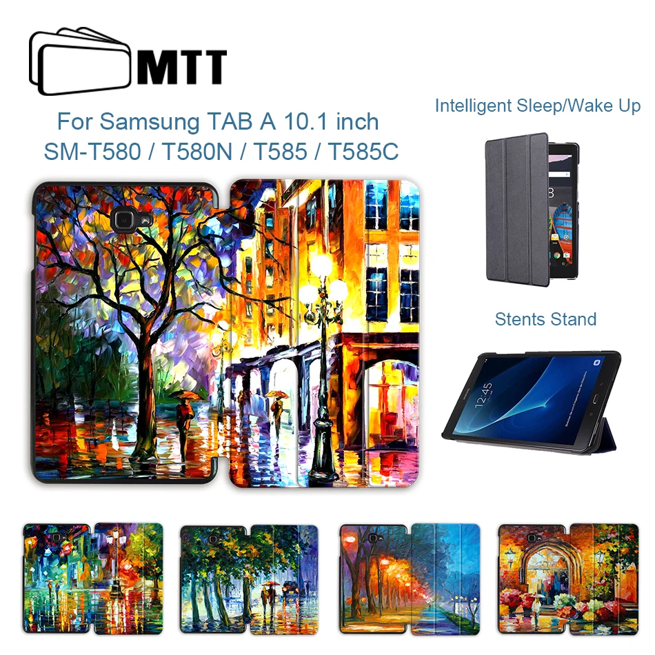 MTT чехол с масляным рисунком для samsung Galaxy Tab A6, 10,1 дюймов, SM-T580, T585, тонкий магнитный откидной Чехол-подставка из искусственной кожи, чехол для планшета