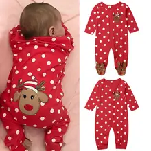 Милая Рождественская одежда для малышей от 0 до 18 месяцев комбинезон с длинными рукавами и принтом оленя для маленьких мальчиков, одежда для новорожденных г. Рождественские наряды для маленьких девочек