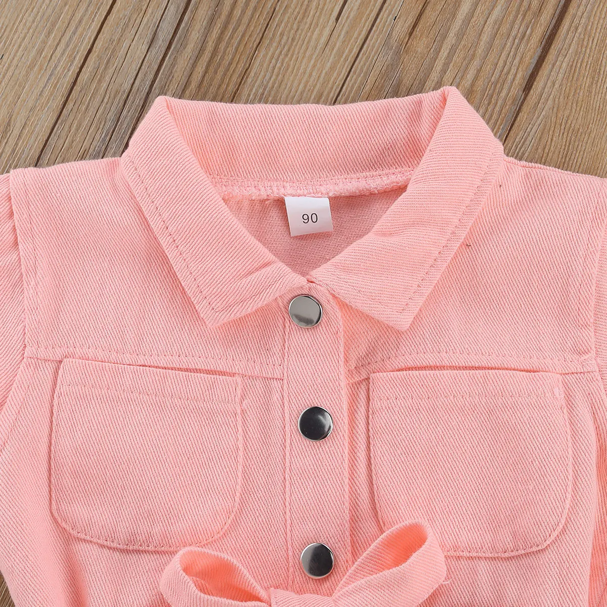 0-6Years Baby Girls Denim Jumpsuit Overalls Kids Clothes Toddler Short Sleeve Lapel Pocket Long Pant Romper