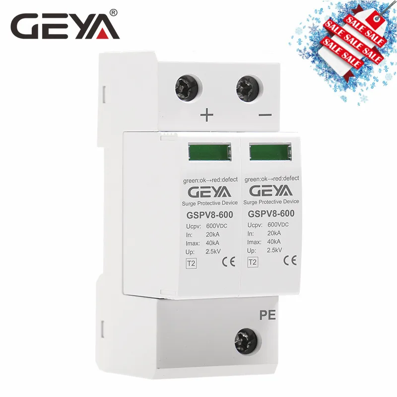 GEYA 2P DC 600 в din-рейка SPD дом стабилизатор напряжения 3 фазы 1000 В DC стабилизатор напряжения