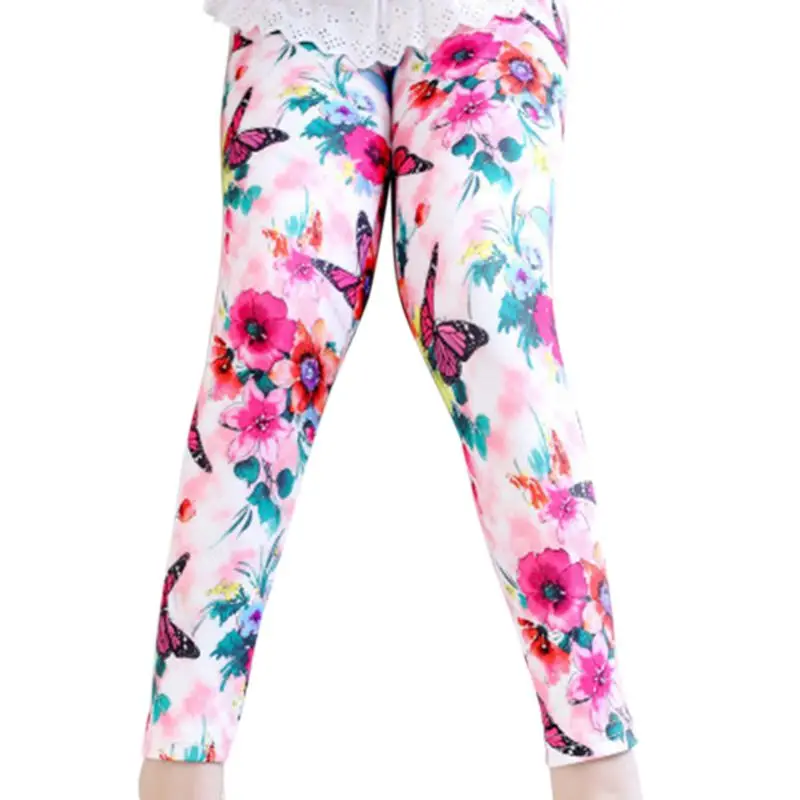 Модные леггинсы для маленьких девочек; детские штаны; Эластичные Обтягивающие Брюки со средней талией с цветочным принтом; 72XC - Цвет: 60 CM