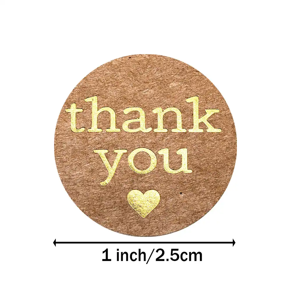500 個クラフト紙ありがとうステッカーシールラベルラウンド金箔ステッカーロールスロイス学校小さなショップ手作りステッカーラベル 文房具ステッカー Aliexpress