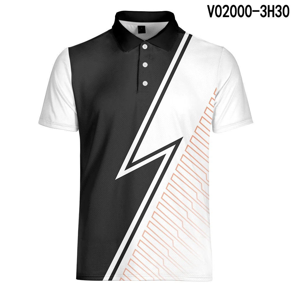 WAMNI теннисная футболка, модная мужская градиентная 3D Молодежная рубашка поло, повседневная спортивная рубашка с отложным воротником, полосатая Мужская рубашка поло с коротким рукавом - Цвет: V02000