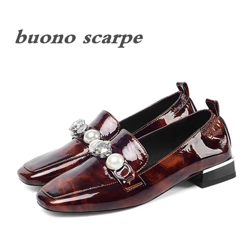 

New winter thick square heel deep mouth single shoes women leather large size comfortable low heel shoes