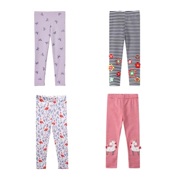 

Spring and autumn 2020 girls' Leggings pure cotton elastic thin soft autumn pants Embroidered Flower Pants Girls' pants
