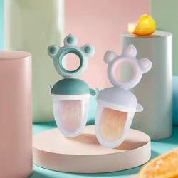New Cartoon Dog Paw Shape Baby Teether Silicone Push Type Fruit Vegetable Bite Bag Bite Silicone Mesh Bag Pacifier Baby Gifts