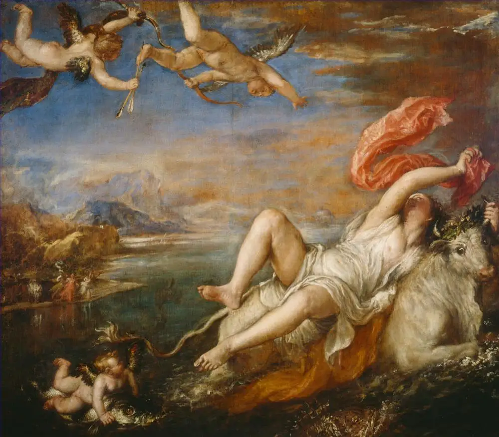 10 ручная роспись картины учителями колледжа-рапса Европы Titian знаменитый