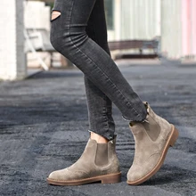 Ботинки «Челси»; женские эластичные замшевые туфли на толстой подошве; Качественная Брендовая женская обувь из натуральной кожи; ручная работа; 4016