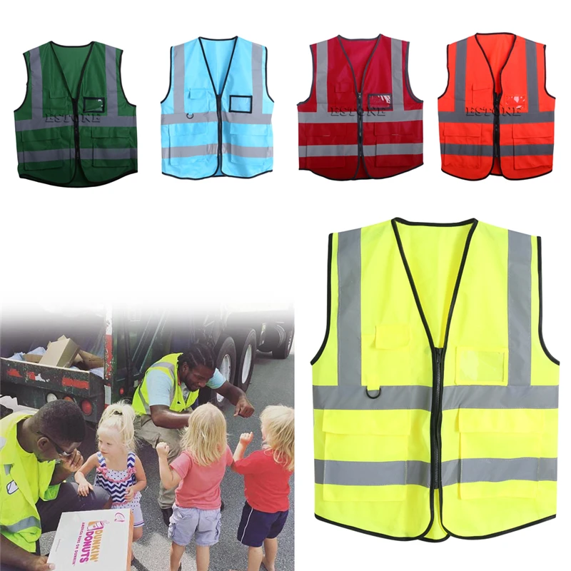 1 шт. многоцветный Hi-Vis жилет безопасности Светоотражающая куртка безопасности жилет 5 карманов Jy25 19 Droship