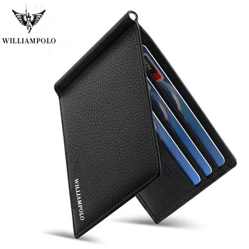 

Money Clip Genuine Leather Clip Wallet Men Money Case With Coin Pocket Brown Black Minimalist Thin Design WilliamPolo 175123
