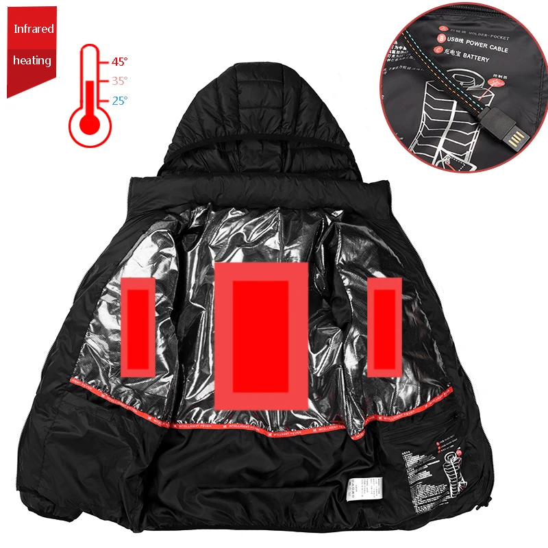 S-3XL водонепроницаемая куртка для пеших прогулок с подогревом, зимнее ветрозащитное пальто для мужчин, лыжные теплые флисовые куртки, непромокаемая Мужская одежда для улицы