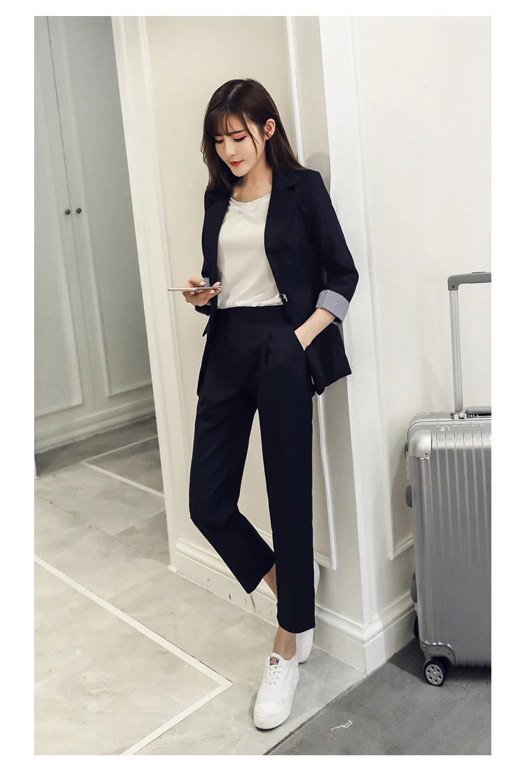 Осенние брюки в деловом стиле, костюм, женский пиджак на одной пуговице, костюм, пальто, длинные штаны, костюм, комплект из 2 предметов, модный OL женский костюм, рабочая одежда