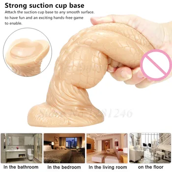 New Animal Monster Beaded Realistic Dildo Big Penis Dick Anal Butt Plug Suction Cup Adult Sex Toy For Women Female Masturbation 5