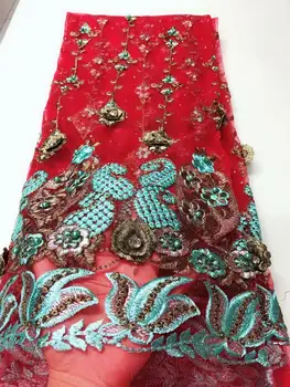 

Royal blue Sequin lace fabric for wedding 2020 high quality african fabric with sequins beads/gold/red/black/green tulle fabric