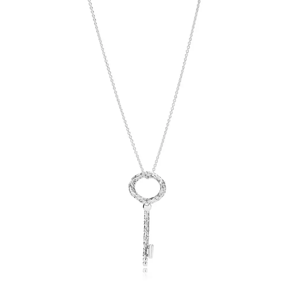 XIAOYI Стерлинговое Серебро 925 пробы розовое Королевское красивое кольцо сердце серьги ключ ожерелье Подходит для женщин ювелирные изделия высокого качества - Цвет камня: 90cm