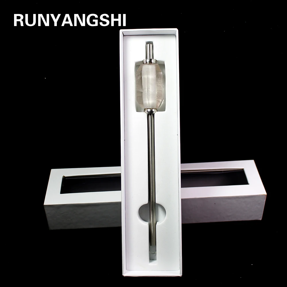

Runyangshi 1pc New Eco-friendly Collapsible clear quartz drink straw white crystal Reusable Stainless Steel Straw With Brush