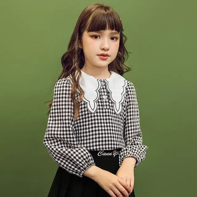 2021 Plaid Shirt For Girls Long Sleeve 