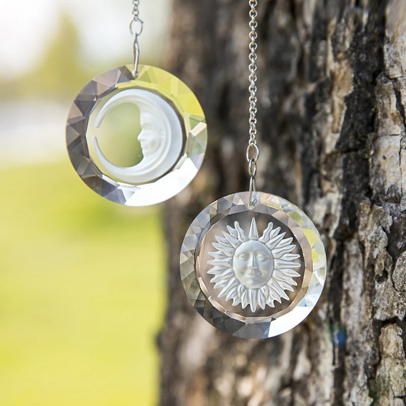 Sun Catcher Crystal Pendant Sun Catchers H&D Set 2,45mm Hanging Crystals Suncatcher Round Prisms Pendant Rainbow Maker for Home Window Car Decor Gifts