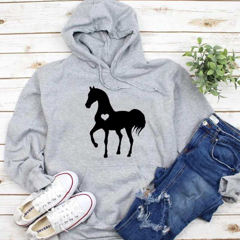 Пуловер с капюшоном Love Horse женская желтая толстовка забавный графический джемпер