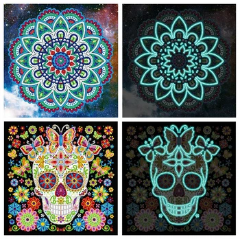 

Hucan 5D DIY Diamond Embroidery Luminous Special Shaped Kits Diamond Painting Pictures Of Rhinestones Home Decor