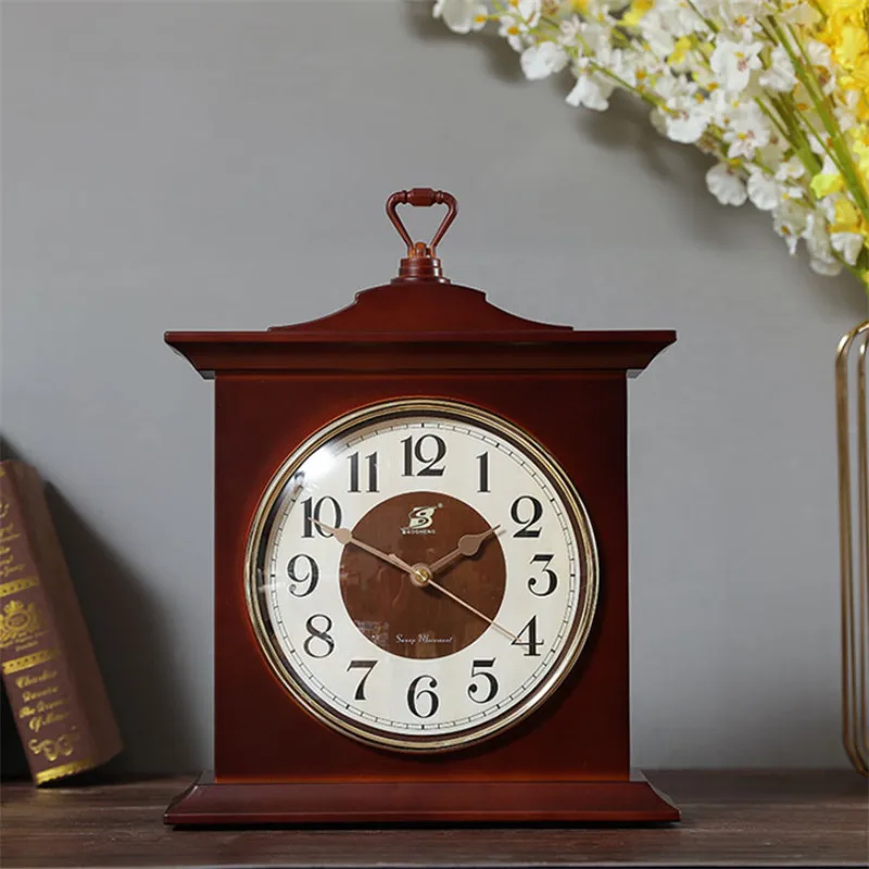 

Simple Table Clock Living Room Creative European Retro Pendulum Clock Office Desktop Clock Vintage Ornaments Home Decor