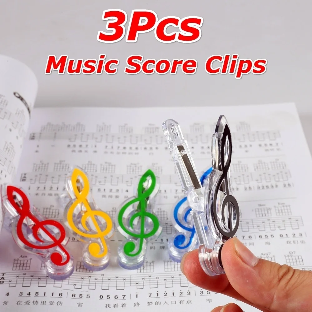 3Pcs/set Book Paper Sheet Clips Steel Spring Score Funny Mini Music