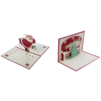 

3D Up Greeting Card PostCards Santa Claus with Matching Envelope & 3D -Up Christmas Tree Greeting Cards