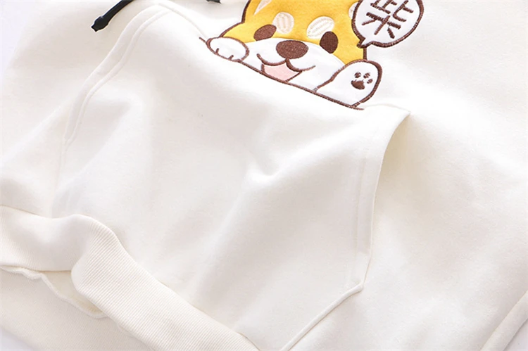 Merry Pretty женские толстовки Harajuku с вышитой собачкой из мультфильма толстовки зимние Лоскутные пуловеры с капюшоном плюс бархатные пуловеры