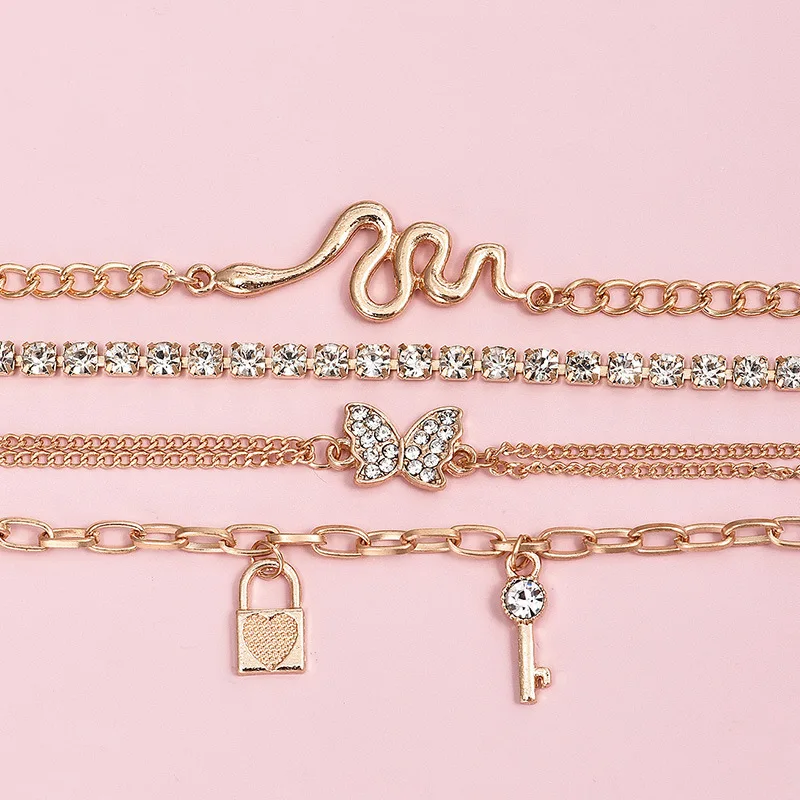 

Butterfly chain hand combination for women bangles with charms bracelets for women stainless steel jewelry women bracelet