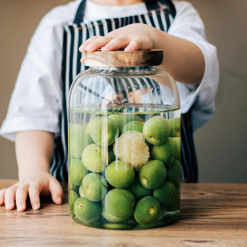 

Large-Volume Sealed Jar with Lid Plum Red Bayberry Wine Pickled Sparkling Wine Glass Bottle Tangerine Peel Coffee Grains Storage