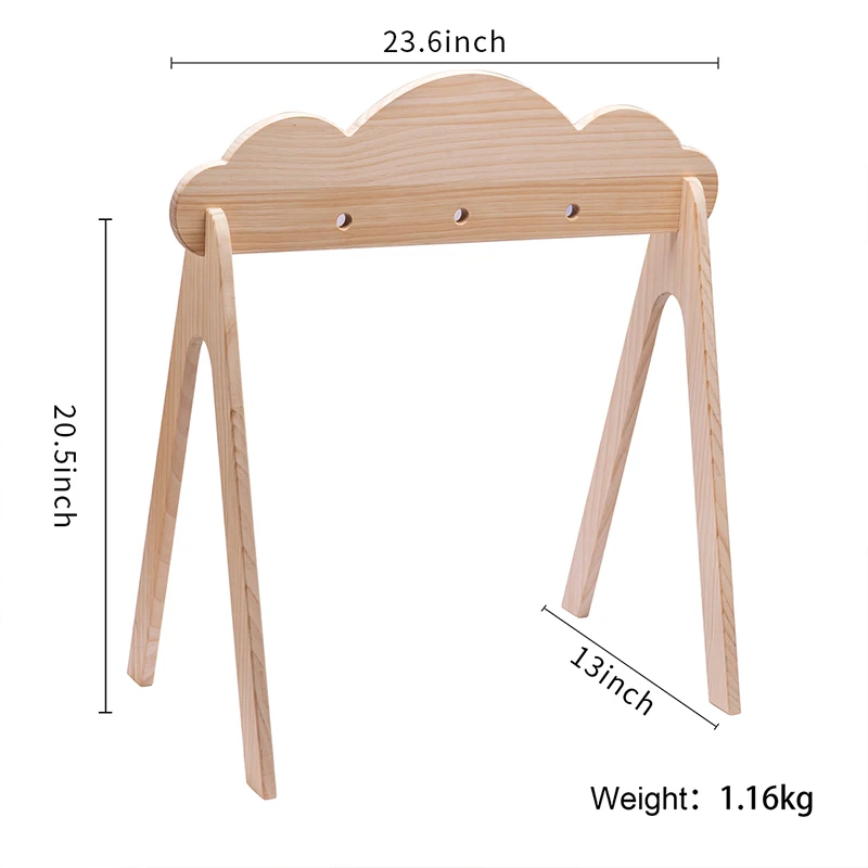 Baby Wooden Teether Gym Play Toys Cotton Leaves Mat Natural Wooden Rodent Stroller Chain Hanging Baby Toy Mobile Bed Holder Gift