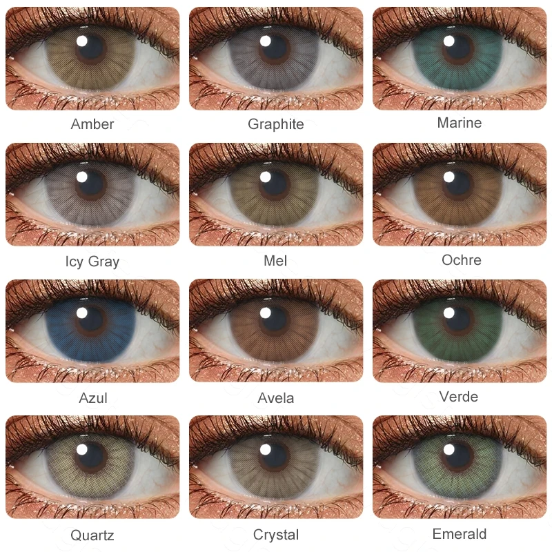 Contact-Lens Eyes Gray Colored Blue Natural 1-Pair Green HIDROCOR for Yearly