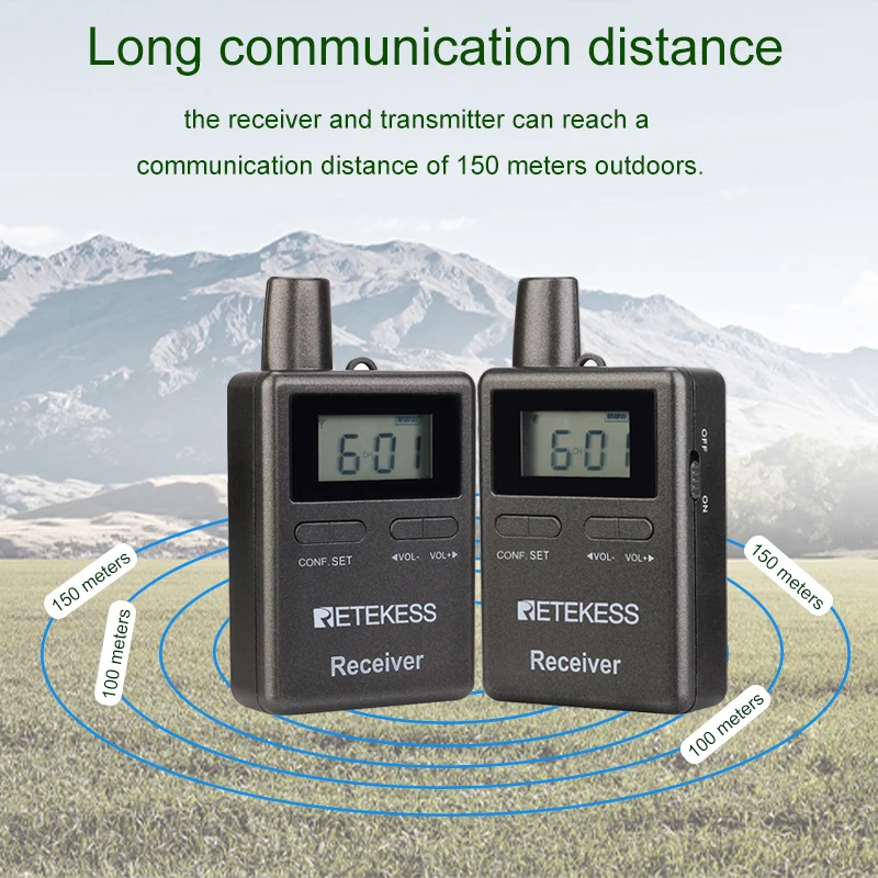 RETEKESS 양방향 휴대용 무선 투어 가이드, TT105, 2.4GHz, 송신기 2 개, 수신기 10 개, 승마 교육용 여행 훈련 시스템