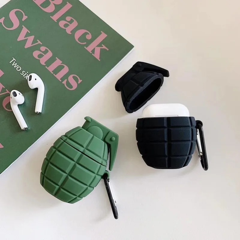 Для Apple AirPods 1/2, чехол INS, 3D, военные гранаты, силиконовый чехол для наушников с милым рисунком, защитная подставка, чехол Airpod с крючком